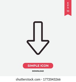 Vector de icono de flecha abajo. Firma de descarga