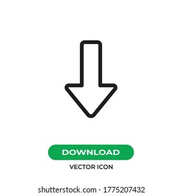 Vector de icono de flecha abajo. Firma de descarga