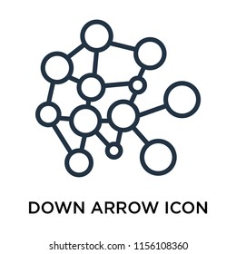 Down arrow icon vector isolated on white background, Down arrow transparent sign , thin symbol or stroke element design in outline style