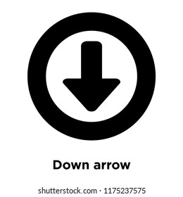 Down arrow icon vector isolated on white background, logo concept of Down arrow sign on transparent background, filled black symbol