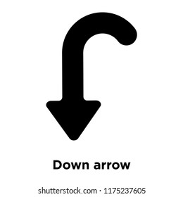 Down arrow icon vector isolated on white background, logo concept of Down arrow sign on transparent background, filled black symbol