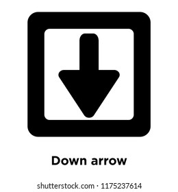 Down arrow icon vector isolated on white background, logo concept of Down arrow sign on transparent background, filled black symbol