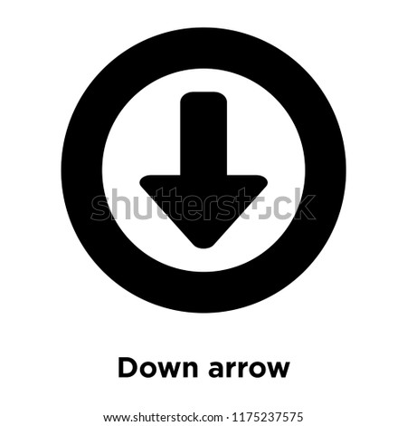 Down arrow icon vector isolated on white background, logo concept of Down arrow sign on transparent background, filled black symbol