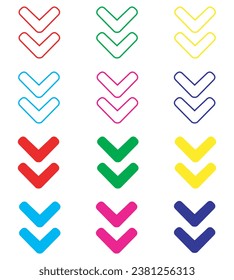 Down arrow icon vector. Scroll Down icon sign symbol in trendy flat style. Set elements in colored icons. Down arrow vector icon illustration isolated on white background