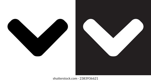 Down arrow icon vector. Scroll Down icon sign symbol in trendy flat style. Down arrow vector icon illustration isolated on white and black background