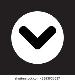 Down arrow icon vector. Scroll Down logo design. Down arrow vector icon illustration in circle isolated on black background