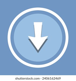 Down arrow icon vector. Scroll down arrow icon vector in trendy flat style. Move down icon image, Move down icon isolated on blue background
