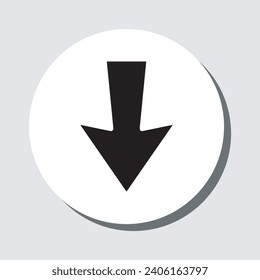Down arrow icon vector. Scroll down sign symbol in trendy flat style. Move down vector icon illustration in circle isolated on gray background