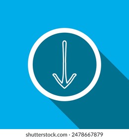 Down arrow icon vector. Scroll down arrow icon vector in trendy flat style. Move down icon image, Move down icon illustration isolated on blue background