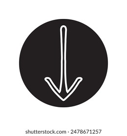 Down arrow icon vector. Scroll down logo design. Move down vector icon illustration in circle isolated on white background