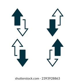 Up and down arrow icon vector. Transfer arrows icon. Two arrows Data network simple graphic icon. Upload and download arrow icon