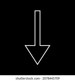 Down Arrow Icon. Down arrow icon vector in trendy flat style. Down arrow icon image, Down arrow icon illustration isolated on white and black background