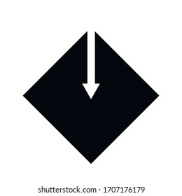 Down arrow icon - vector web illustration. black square on white background.