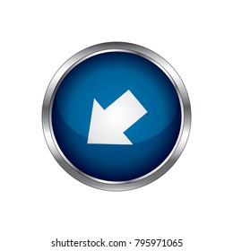 Down Arrow Icon.Arrow down blue button or icon vector illustration.