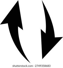 Up and Down Arrow Icons – Black Direction Arrows for Navigation, Exchange, Refresh, Transfer and Sync Symbol Set