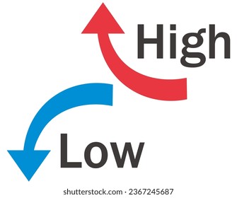 Up and down arrow icons. Business illustration. An arrow with a triangular pointer.