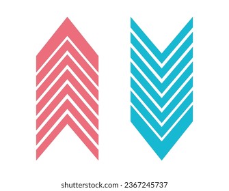 Up and down arrow icons. Business illustration. An arrow with a triangular pointer.