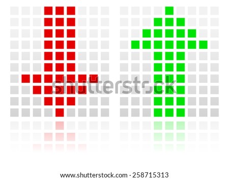 Up Down Arrow Icons Made of Squares