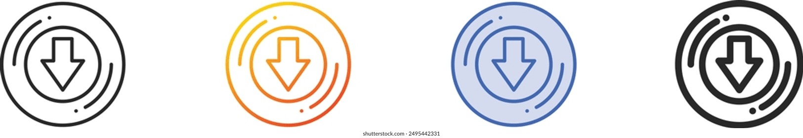down arrow icon.Thin Linear, Gradient, Blue Stroke and bold Style Design Isolated On White Background