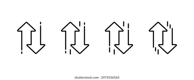 Up down arrow or input output editable stroke outline icon isolated on white background flat vector illustration. Pixel perfect. 64 x 64