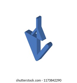 Down arrow isometric left top view 3D icon