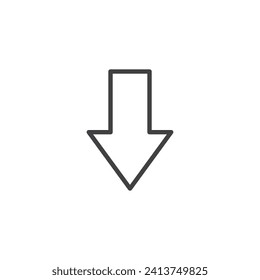 Down arrow line icon. linear style sign for mobile concept and web design. Arrow pointing downwards outline vector icon. Descent or decrease symbol, logo illustration. Vector graphics