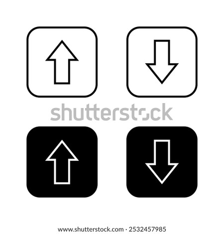 Up and down arrow line icon on black square