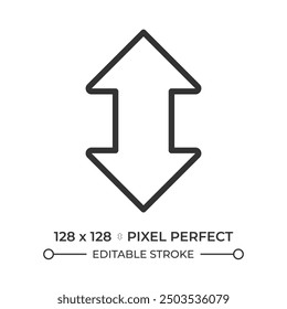 Up and down arrow linear icon. Concepts of direction, choice and movement. Upward and backward pointer. Two way motion. Thin line illustration. Contour symbol. Vector outline drawing. Editable stroke