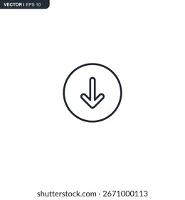 Flecha abajo, signo de estilo lineal para el concepto móvil y el Diseño web. Símbolo, ilustración del logotipo. Gráficos de Vector perfecto de píxeles
