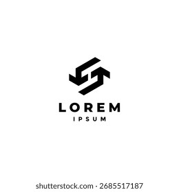 Diseño De Logotipo De Letra De Líneas De Flecha Arriba Abajo. Letra S Con Dos Flechas Giratorias Diseño De Logotipo.