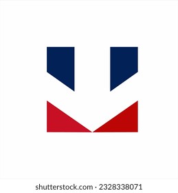 Diseño del logotipo de flecha abajo en el espacio negativo.
