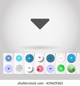 Down arrow menu navigation round set, part of four different arrows sets