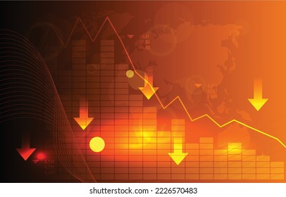 Down Arrow Negative Bar Graph Chart Depreciation Business Economic Recession