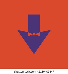 Down arrow with negative space tuxedo vector logo. Logo for fashion product, brand, company, and organization.