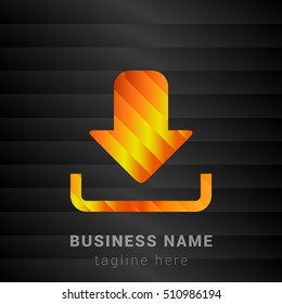 Down Arrow Orange, Yellow and Black silk fashion premium icon / Logo