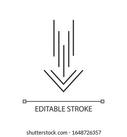 Down arrow pixel perfect linear icon. Scrolldown interface navigational button. Thin line customizable illustration. Contour symbol. Vector isolated outline drawing. Editable stroke