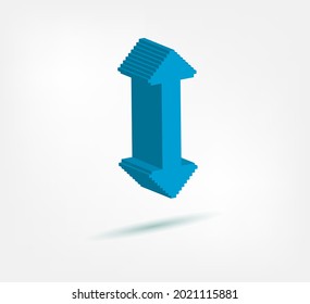 up down arrow pixel symbol sign vector logo isolated 3d