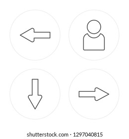  Down arrow, Profile, Right arrow modern icons on round shapes, Left arrow, Profile, vector illustration, trendy linear icon set.