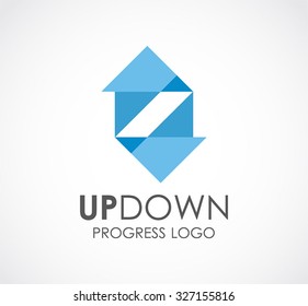 Up down arrow progress of process abstract vector and logo design or template development business icon of future company symbol concept