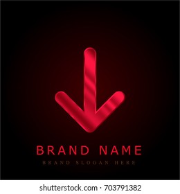 Down arrow red chromium metallic logo