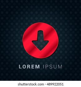 Down Arrow Red chromium precious metallic 3D Icon / Logo Design