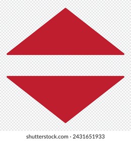 Up Down Arrow Red Icon. Forward Backward Front Back Sign. Above Below Under Point Pointer Direction Symbol. Lift Elevator Button Vector Clipart