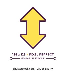 Up and down arrow RGB color ico. Concepts of direction, choice and movement. Upward and backward pointer. Two way motion. Isolated vector illustration. Simple filled line drawing. Editable stroke