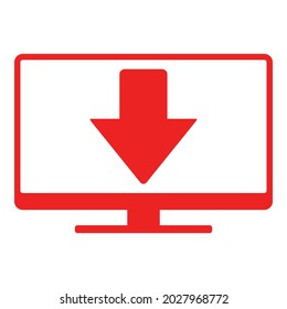 Down arrow and screen on white