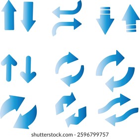up and down arrow set blue gradation