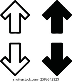 up and down arrow set illustration on white background