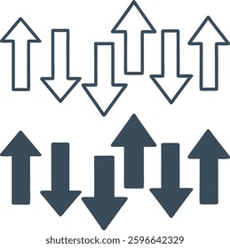 up and down arrow set illustration on white background