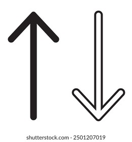 Up and down arrow sign. Thin long up and down arrow flat style and line vector. EPS 10