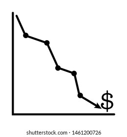 Down Arrow Sign Vector Financial Loss Illustration Losing Money Chart Isolated On White Background