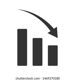 Vector de la muestra de la flecha hacia abajo Ilustración de la pérdida financiera Gráfico de pérdida de dinero aislado en el fondo blanco